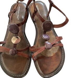 Gianfranco Pini Bologna brown leather strappy sandals size 8